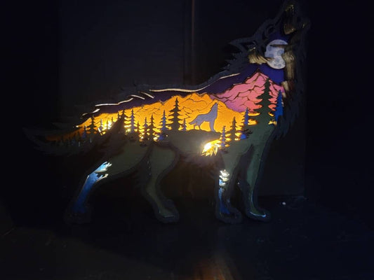 Layered 3D Wolf with lights - 4RLives