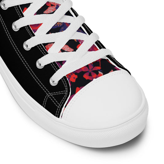 Black/Red Garden Women’s high top canvas shoes - 4RLives